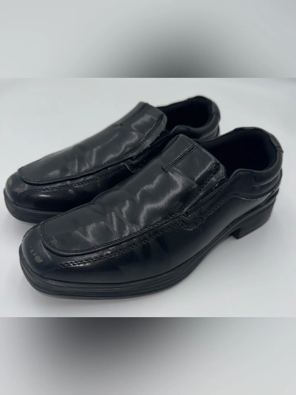 Deer Stags Wise Black Slip-On Dress Shoes Boys Size 3 Wide School Loafers